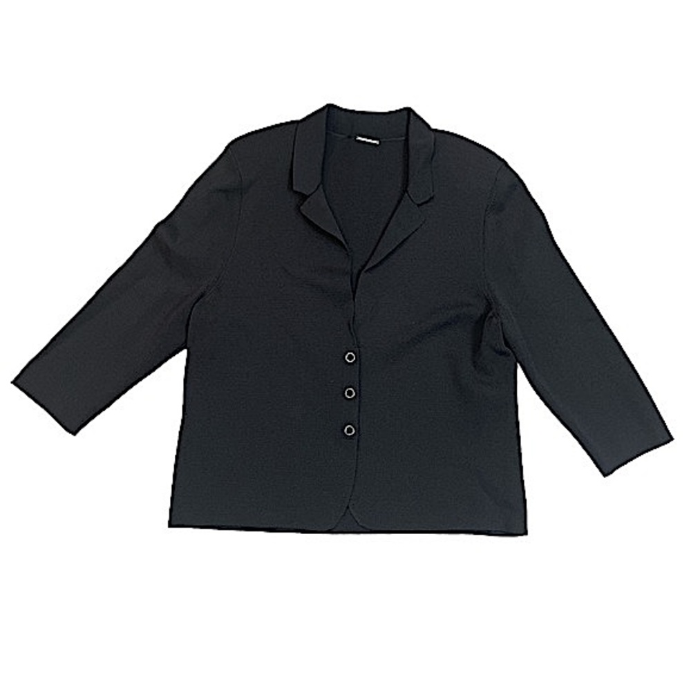 Ellie Tahari Knit Snap Front Cardigan Blazer Black Size XL